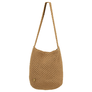 2026新款韩国简约百搭休闲女包手工编织包棉麻包水桶单肩包棉麻包