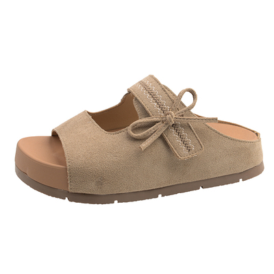 复古蝴蝶结厚底拖鞋女勃肯凉拖