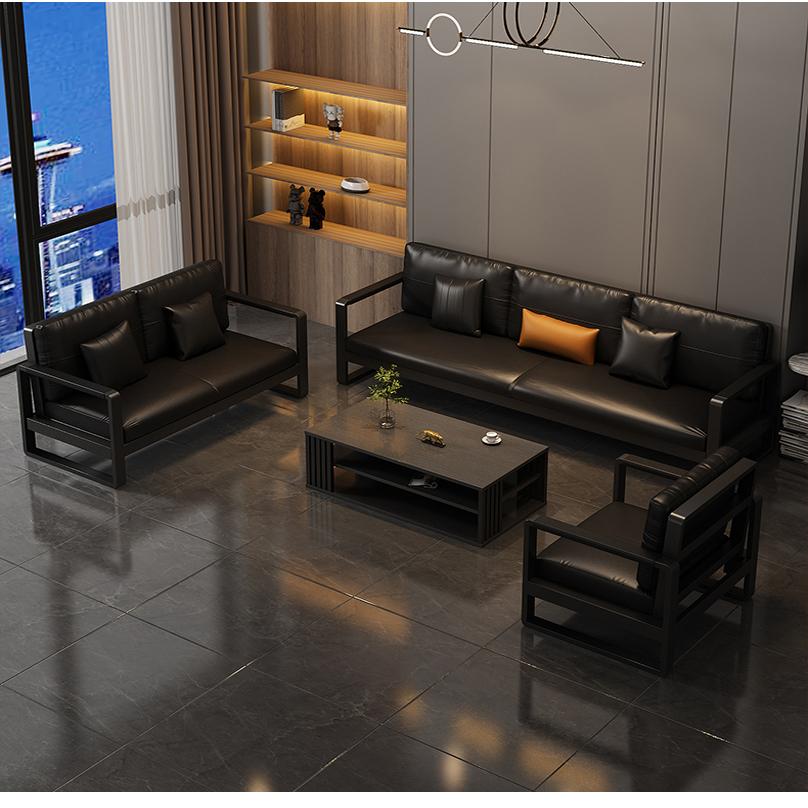 办公沙发商务简约三人位办公室铁艺沙发休息区接待会客接待室沙发