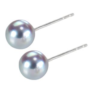 真多麻海水珍珠baby耳钉akoya灰蓝色迷你耳钉18K金强光小灯泡珍珠