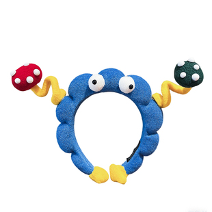 可爱搞怪发箍女云朵洗脸头箍高颅顶扭扭棒大眼仔毛绒压发发卡头饰