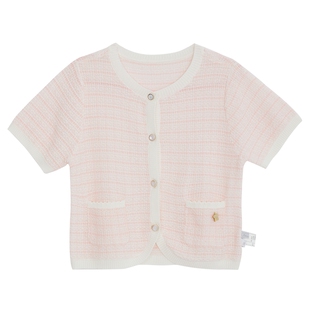 tartineetchocolat法国巧克力童装新品夏季女童短袖针织开衫薄