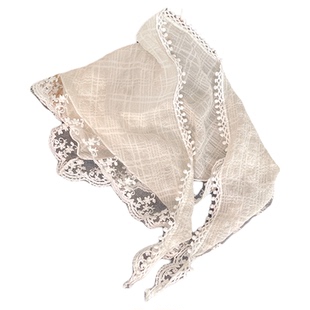 头巾女田园风海边夏季薄款蕾丝三角巾头饰包头发带高级感方巾法式