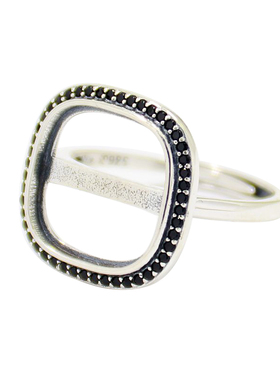 DIY圆角方形松石琥珀戒指空托