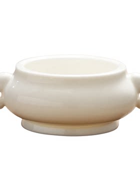 仿古白瓷鼎式三足双耳香炉