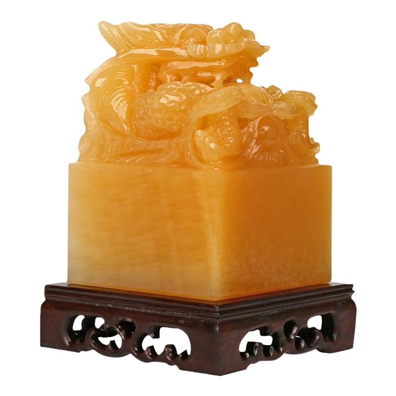 天然玉石九龙玉玺摆件