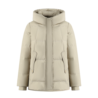 鸭鸭短款连帽加厚白鸭绒羽绒服