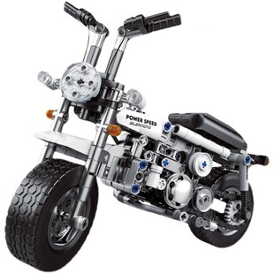 迪库积木爆改装跑车复古小板凳摩托汽车拼装男孩积木玩具模型