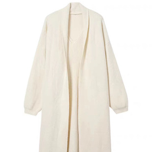 法式温柔过膝气质高级感穿搭长款毛衣外套背心针织连衣裙套装秋冬