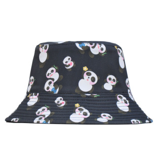 OFFWORK帽子男女款 夏季街头出游遮阳防嗮小熊猫印花双面戴渔夫帽