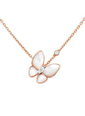 【自营】中古99新梵克雅宝Two Butterfly吊坠项链贝母镶钻玫瑰金