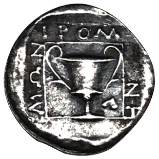 希腊古币小银币纯银神兽狮鹫格里芬坎塔罗斯酒杯戒指定制戒面订做