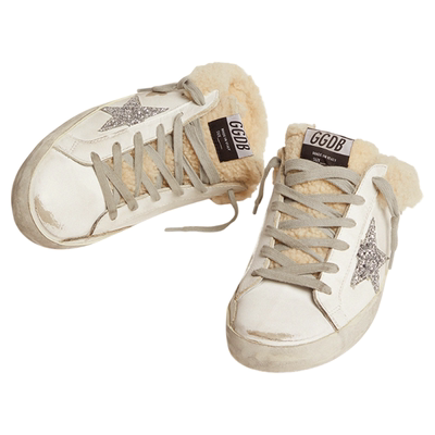 GoldenGoose毛毛包头拖休闲鞋