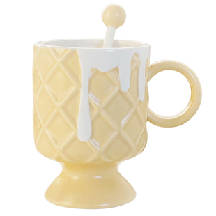 冰淇淋杯高颜值马克杯女生情侣陶瓷杯子高脚水杯家用早餐杯咖啡杯