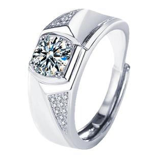 美国Lockend莫桑钻18K白金戒指男款钻戒个性大气商务宽版男士气质