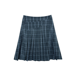 NAZ那子大码色织格纹斜拼百褶裙胖mm高腰显瘦复古条纹显瘦A字裙女