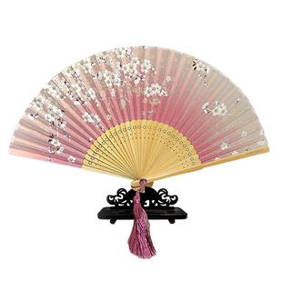 丝艺堂折扇女式中国风古风古典折扇日式工艺扇樱花折叠跳舞小扇子