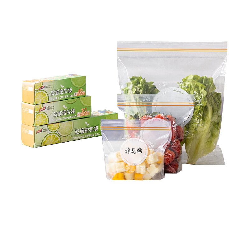 太力食品级加厚保鲜密封袋三联装冷冻专用不滴不漏双筋密封家用