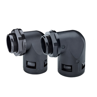 波纹管90度接头PA66尼龙阻燃穿线软管塑料直角卡式快速直插式弯头