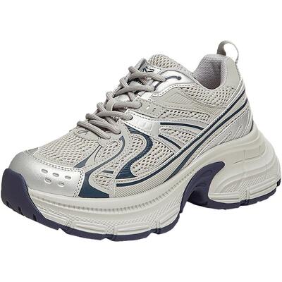 百思图25春夏商场新款网面透气老爹鞋厚底女运动休闲鞋A6186AM5