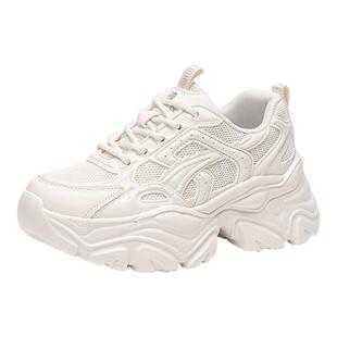 依思q增高老爹鞋女2026新款夏季透气薄款鞋子爆款厚底单网运动鞋