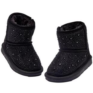 【清仓】戴维贝拉儿童雪地靴冬季女童大童耐磨麂皮绒加绒中筒靴子