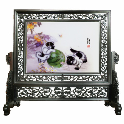 吉祥童子狗宝宝满月婴儿胎毛绣