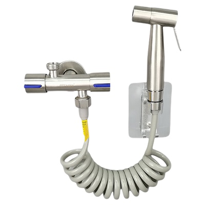 304不锈钢入墙加长款一进二出喷枪一分二角阀带马桶冲洗屁股喷头