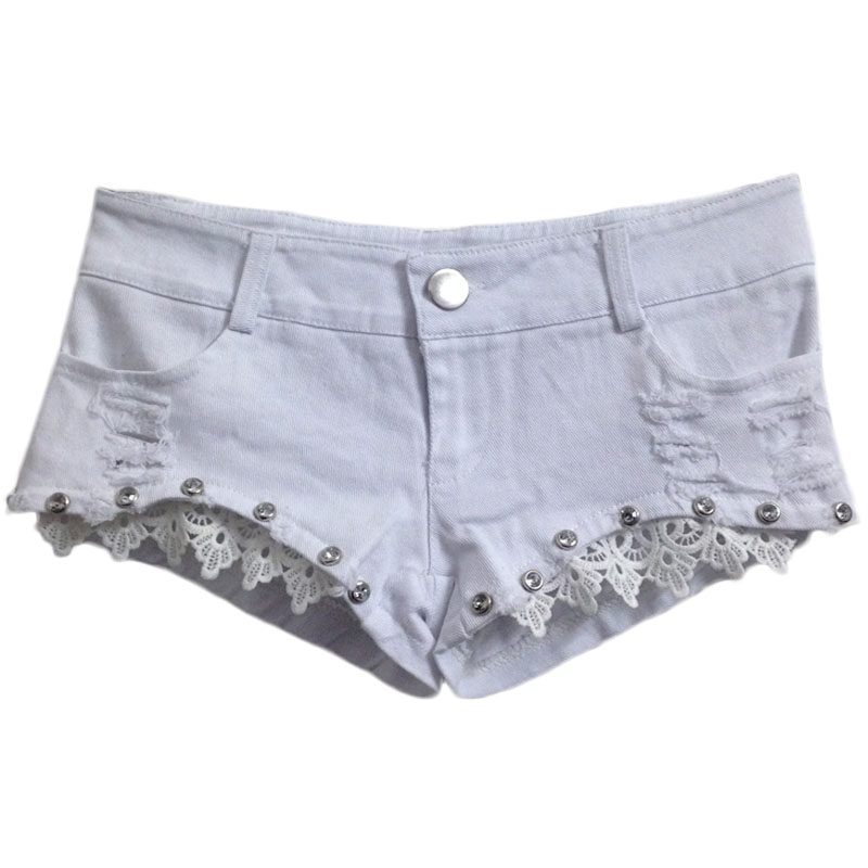 韩版新款破洞薄款白色牛仔超短裤女夏性感低腰紧身显瘦修身热裤潮