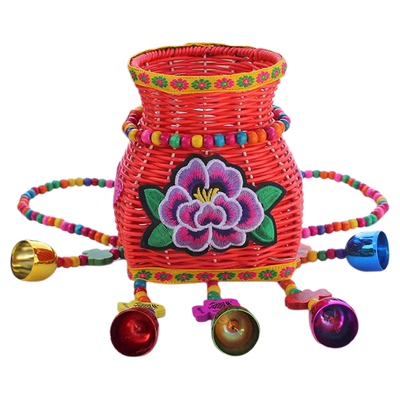 双肩彩色发光民族风儿童小背篓