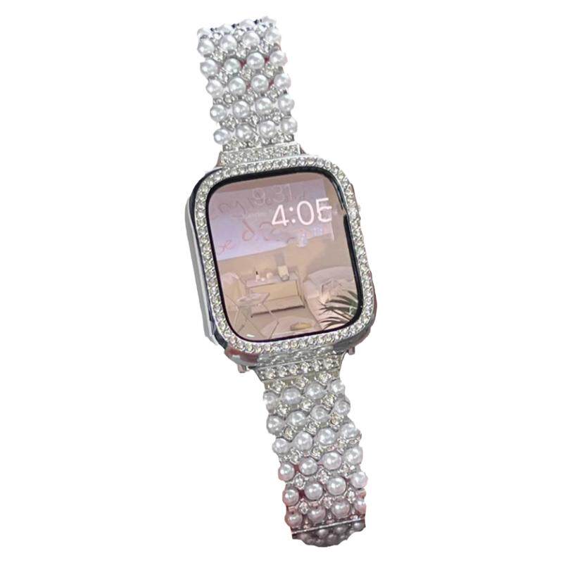 全手工钻边珍珠表链适用于苹果applewatchs978代6543SE静静的表带