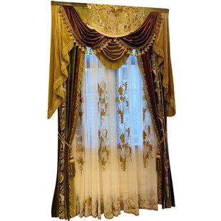 欧式窗帘客厅奢华大气美式卧室法式绒布遮光2024新款高级感割绒