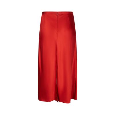 LESS垂感红色包臀A字半身裙