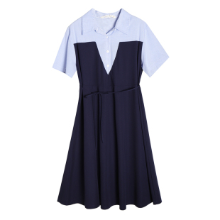 快乐屋孕妇针织哥弟通勤风条纹拼接连衣裙2026新款夏装时尚孕妇裙