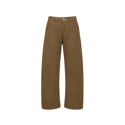 oinimi低腰茶褐纯棉直筒工作裤