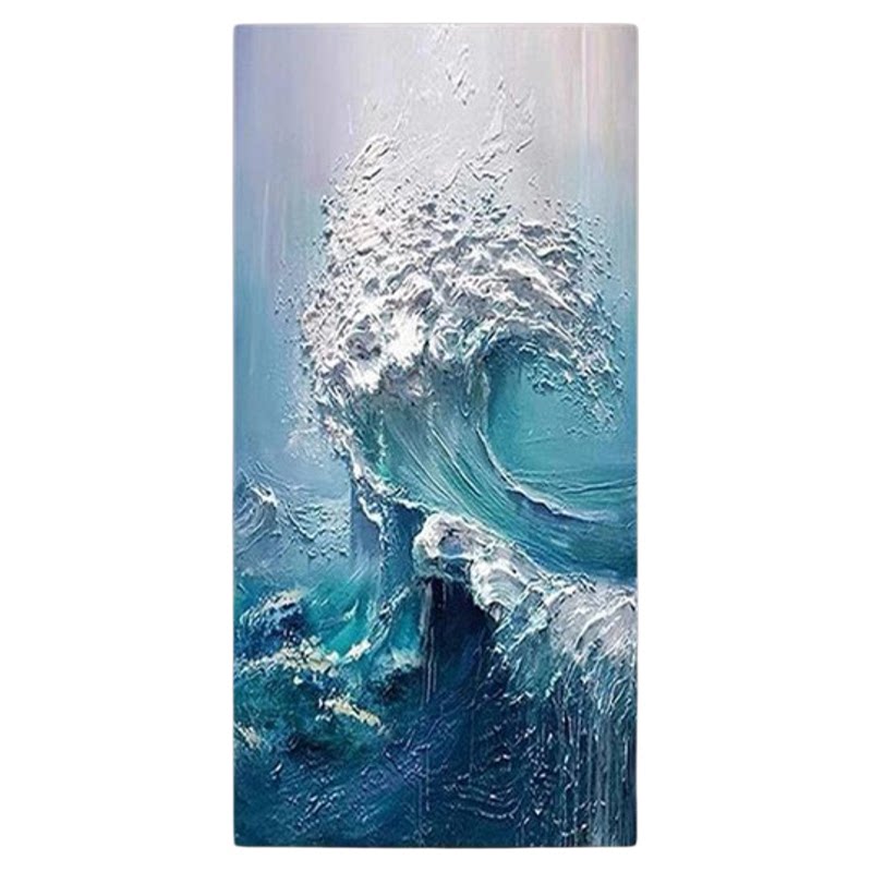 风生水起海浪玄关装饰画走
