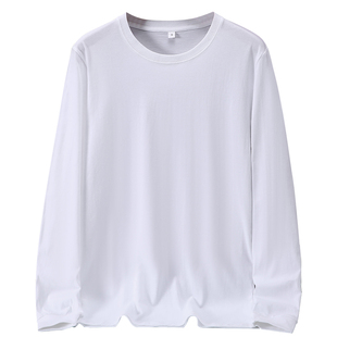 春秋肥款大码300斤胖子纯棉长袖t恤休闲圆领中青年宽松纯色打底衫