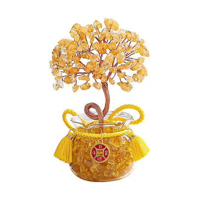 招财猫2025新款黄水晶发财树摆件