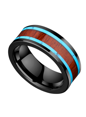 飒雅戒指男士ins潮木质陶瓷尾戒