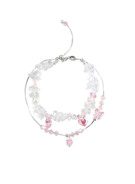 原创设计双层超闪白水晶纯银手链