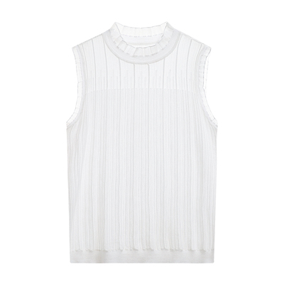 艾蓓怡拼接纱网修身百搭背心