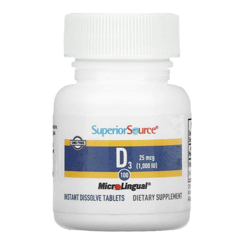 SuperiorSource高效维生素D3含片特强型舌下速溶片维d补充帮助高