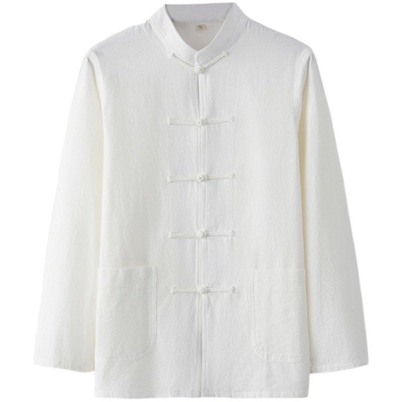 中式纯棉打底衫复古汉服男士衬衣