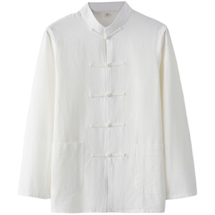 中式唐装男上衣纯棉打底衫中国风男装复古汉服居士服男士衬衣衬衫