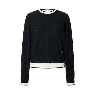 IMM尹默冬山羊羔绒蝙蝠袖圆领撞色边毛针织衫上衣女