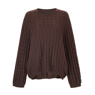 Bettychow 羊绒绞花白色毛衣+围巾2色ins休闲法式纯色时尚毛衫