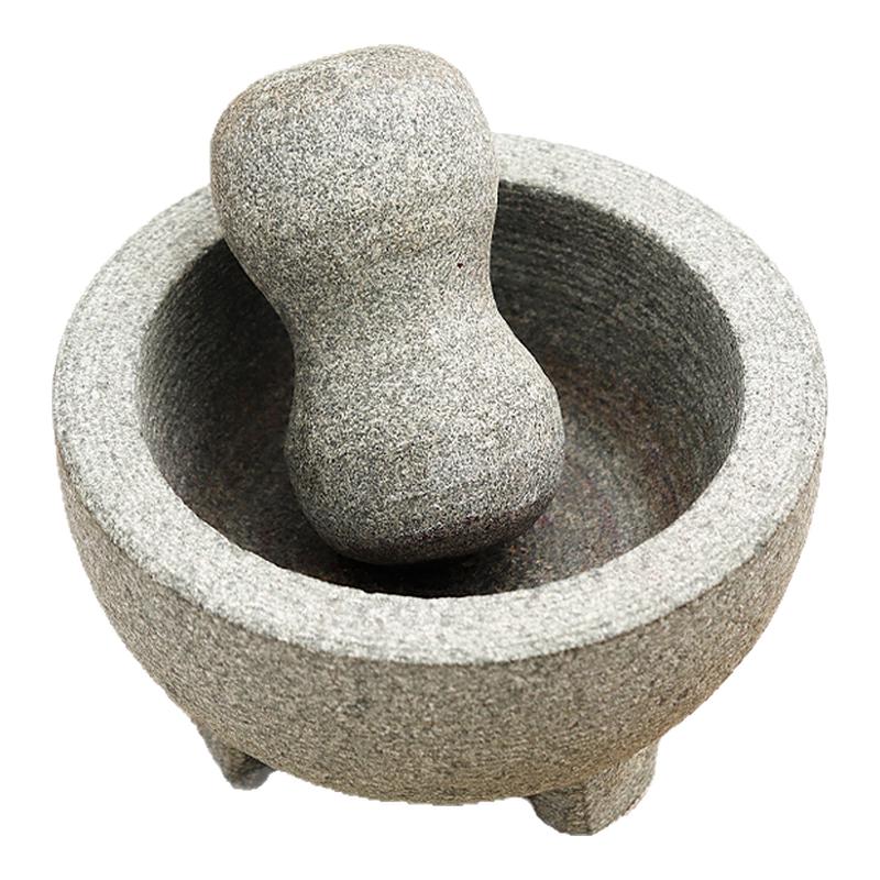 天然石头三脚石臼捣蒜器