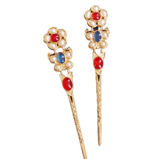 古风气质组合宋风明制汉服发饰珍珠U钗凤凰发冠烧蓝璎珞组合配饰