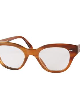 猫眼形两颗铆钉透明果冻咖啡进口印度牛角框光学眼镜架墨镜太阳镜