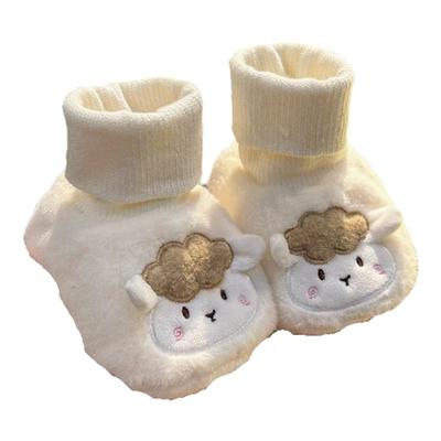 婴儿鞋袜秋冬卡通加厚加绒不掉跟